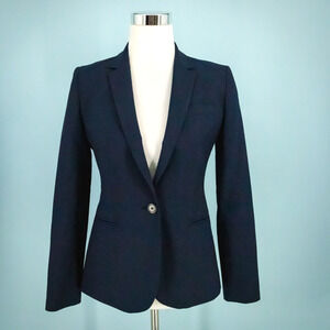 J. Crew Size 2 Navy Blue Bi Stretch Tollegno 1900 Italian Wool Blazer Jacket